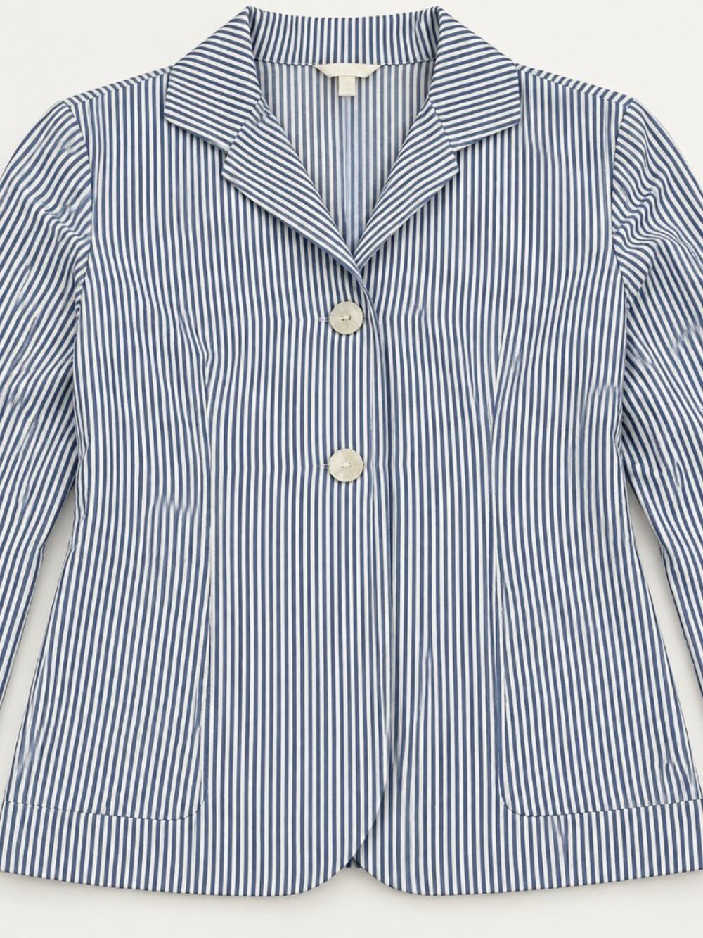 Chaps NWT Size 12 Blue White Striped Cotton Stretch Blazer